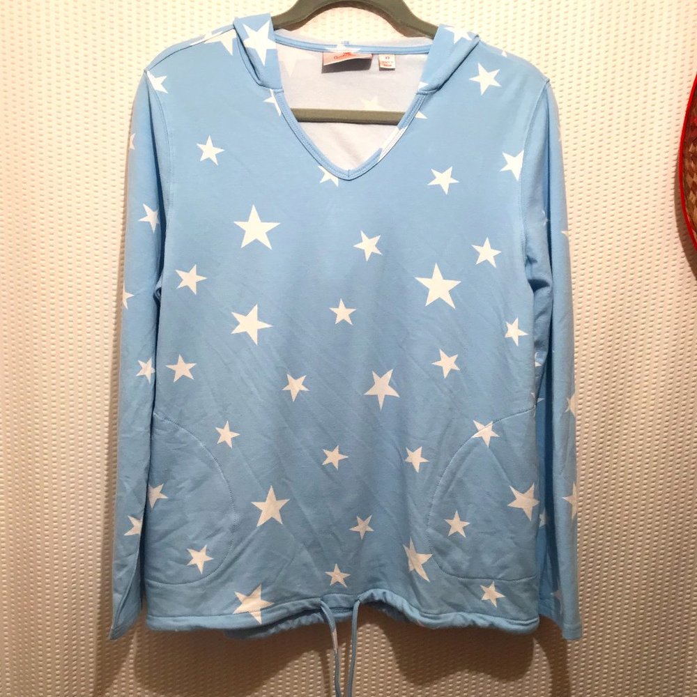 Quacker Factory French Terry Star Bright Hoodie Size XS